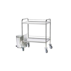 Chariot A Pansements 2 Plateaux Avec Poubelles